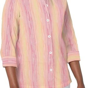 Foxcroft Pink Striped Button-Down Shirt